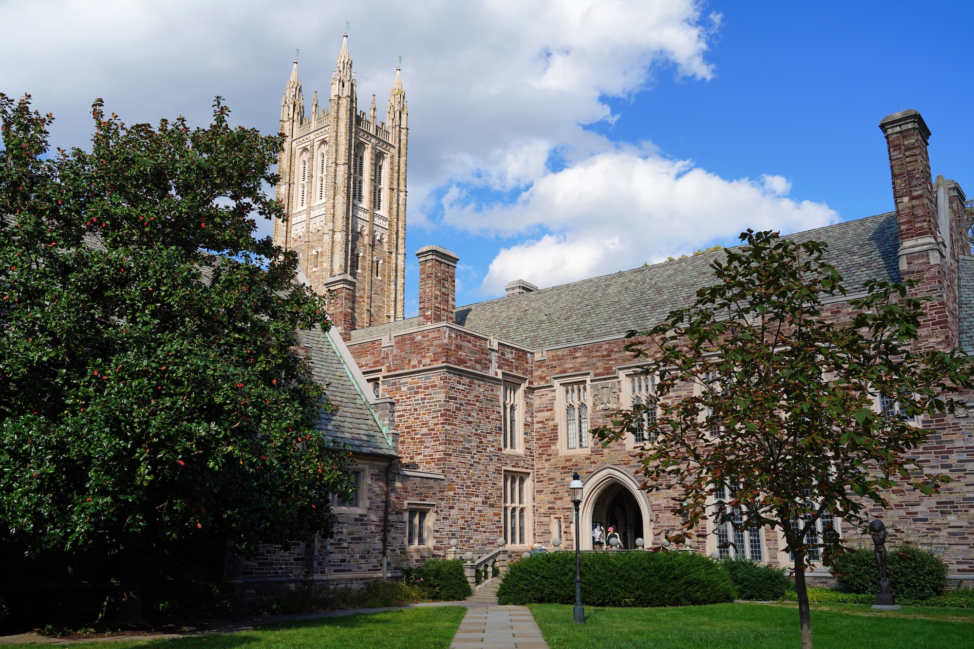 PRINCETON, NJ -30 SEP 2020- View of gothic arches at Rockefeller College, one of six residential colleges on the campus of Princeton University in Princeton, New Jersey, United States.
